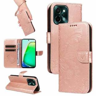 For vivo Y28 4G Swallowtail Butterfly Embossed Leather Phone Case(Rose Gold)