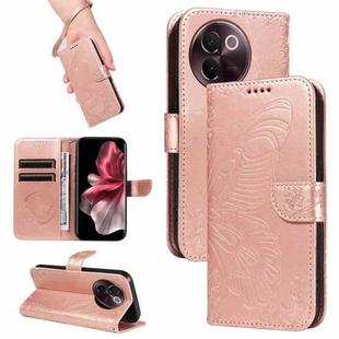 For vivo V30E / V40 Lite Global Swallowtail Butterfly Embossed Leather Phone Case(Rose Gold)