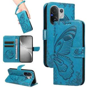 For vivo V60 5G Swallowtail Butterfly Embossed Leather Phone Case(Blue)