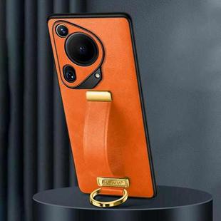 For Huawei Pura 70 Ultra SULADA PC + Leather Texture Skin Feel Shockproof Phone Case(Orange)