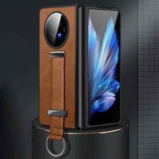 For vivo X Fold3 SULADA PC + Leather Texture Skin Feel Shockproof Phone Case(Brown)