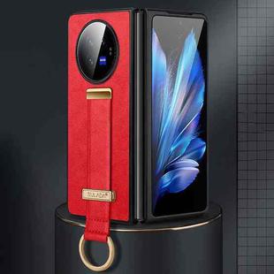 For vivo X Fold3 SULADA PC + Leather Texture Skin Feel Shockproof Phone Case(Red)
