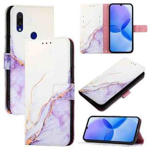 For Xiaomi Redmi 7 PT003 Marble Pattern Flip Leather Phone Case(White Purple)