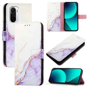 Xiaomi Redmi K40 / K40 Pro / Poco F3 PT003 Marble Pattern Flip Leather Phone Case(White Purple)