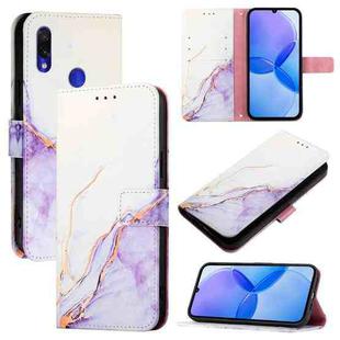 For Xiaomi Redmi Note 7 / 7 Pro / 7S PT003 Marble Pattern Flip Leather Phone Case(White Purple)