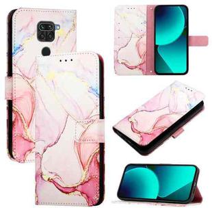 For Xiaomi Redmi Note 9 4G Global PT003 Marble Pattern Flip Leather Phone Case(Rose Gold)