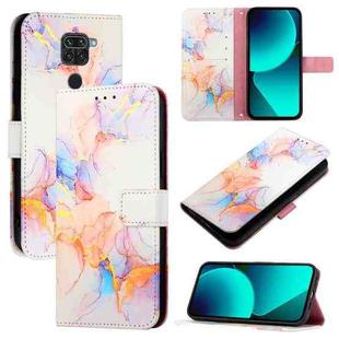 For Xiaomi Redmi Note 9 4G Global PT003 Marble Pattern Flip Leather Phone Case(Galaxy Marble White)