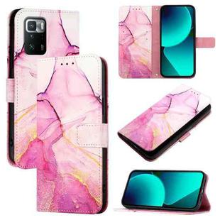 For Xiaomi Poco X3 GT PT003 Marble Pattern Flip Leather Phone Case(Pink Purple Gold)