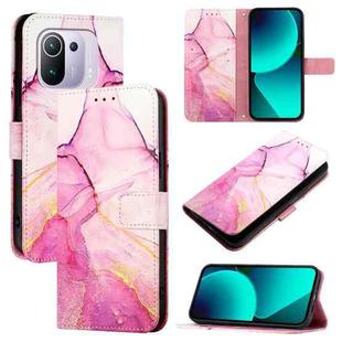 For Xiaomi Mi 11 Pro PT003 Marble Pattern Flip Leather Phone Case(Pink Purple Gold)