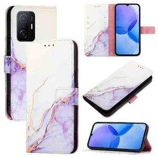 For Xiaomi 11T / 11T Pro PT003 Marble Pattern Flip Leather Phone Case(White Purple)