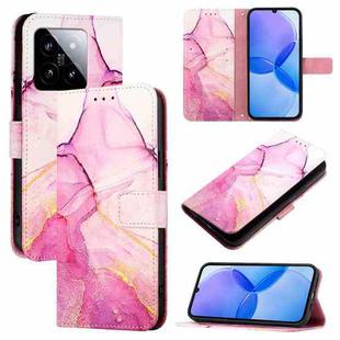 For Xiaomi 14 PT003 Marble Pattern Flip Leather Phone Case(Pink Purple Gold)