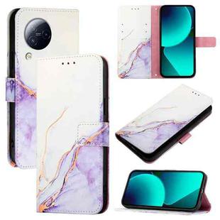 For Xiaomi Civi 3 PT003 Marble Pattern Flip Leather Phone Case(White Purple)