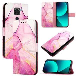 For Xiaomi Redmi 10X 4G PT003 Marble Pattern Flip Leather Phone Case(Pink Purple Gold)