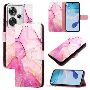 For Xiaomi Poco F6 PT003 Marble Pattern Flip Leather Phone Case(Pink Purple Gold)