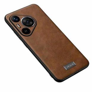 For Huawei Pura 70 Pro / 70 Pro+ SULADA Shockproof TPU + Handmade Leather Phone Case(Brown)