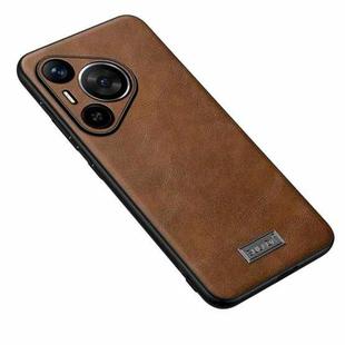 For Huawei Pura 70 Pro / 70 Pro+ SULADA Shockproof TPU Hybrid Handmade Leather Phone Case(Brown)