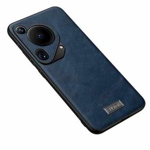 For Huawei Pura 70 Ultra SULADA Shockproof TPU + Handmade Leather Phone Case(Blue)