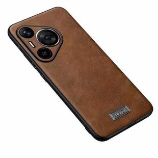 For Huawei Pura 70 SULADA Shockproof TPU + Handmade Leather Phone Case(Brown)