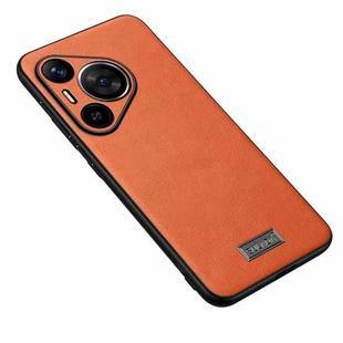 For Huawei Pura 70 SULADA Shockproof TPU + Handmade Leather Phone Case(Orange)