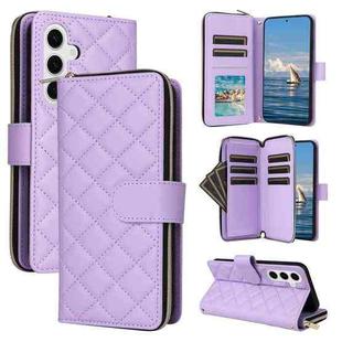 For Samsung Galaxy S24 5G Crossbody Rhombic Zipper Tower Buckle Leather Phone Case with Lanyard(Purple)