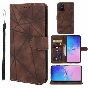 For Samsung Galaxy S10 Lite Skin Feel Geometric Lines Leather Phone Case(Brown)