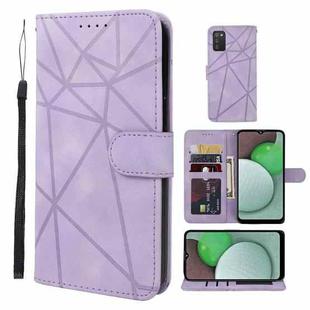 For Samsung Galaxy A03s US Skin Feel Geometric Lines Leather Phone Case(Purple)