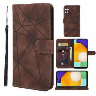 For Samsung Galaxy A13 5G Skin Feel Geometric Lines Leather Phone Case(Brown)