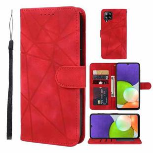 For Samsung Galaxy A22 4G Skin Feel Geometric Lines Leather Phone Case(Red)