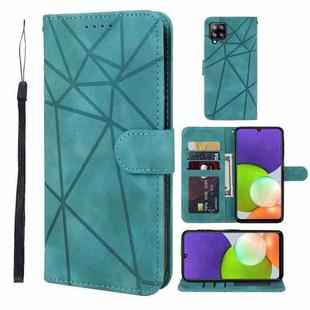For Samsung Galaxy A22 4G Skin Feel Geometric Lines Leather Phone Case(Green)
