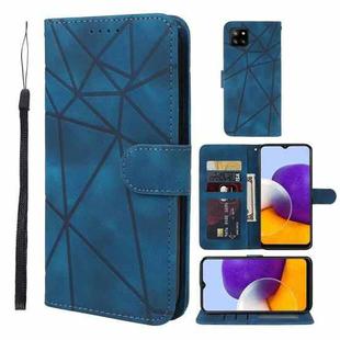 For Samsung Galaxy A22 5G Skin Feel Geometric Lines Leather Phone Case(Blue)