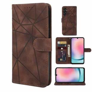 For Samsung Galaxy A24 4G Skin Feel Geometric Lines Leather Phone Case(Brown)