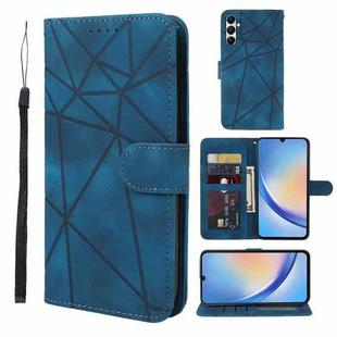 For Samsung Galaxy A34 5G Skin Feel Geometric Lines Leather Phone Case(Blue)