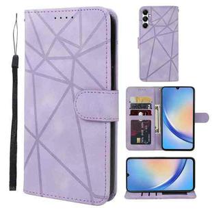 For Samsung Galaxy A34 5G Skin Feel Geometric Lines Leather Phone Case(Purple)