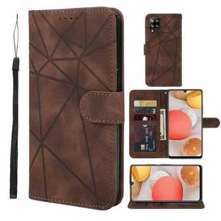 For Samsung Galaxy A42 5G Skin Feel Geometric Lines Leather Phone Case(Brown)