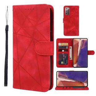 For Samsung Galaxy Note20 Skin Feel Geometric Lines Leather Phone Case(Red)