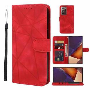 For Samsung Galaxy Note20 Ultra Skin Feel Geometric Lines Leather Phone Case(Red)