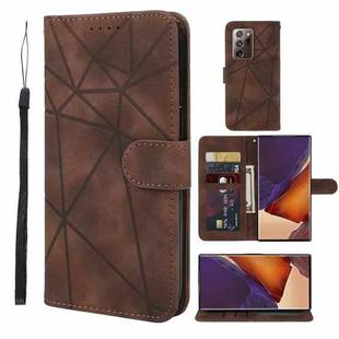 For Samsung Galaxy Note20 Ultra Skin Feel Geometric Lines Leather Phone Case(Brown)