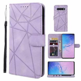 For Samsung Galaxy S10 Skin Feel Geometric Lines Leather Phone Case(Purple)