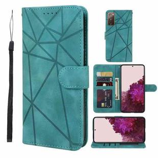 For Samsung Galaxy S20 FE Skin Feel Geometric Lines Leather Phone Case(Green)