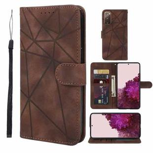 For Samsung Galaxy S20 FE Skin Feel Geometric Lines Leather Phone Case(Brown)