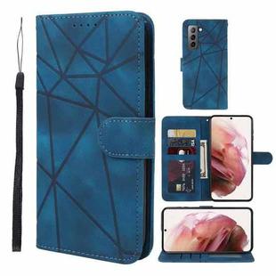 For Samsung Galaxy S21+ 5G Skin Feel Geometric Lines Leather Phone Case(Blue)