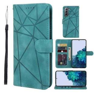 For Samsung Galaxy S22 5G Skin Feel Geometric Lines Leather Phone Case(Green)