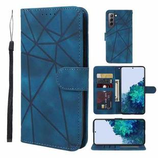 For Samsung Galaxy S22+ 5G Skin Feel Geometric Lines Leather Phone Case(Blue)