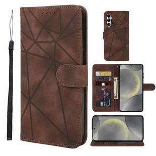 For Samsung Galaxy S24 5G Skin Feel Geometric Lines Leather Phone Case(Brown)