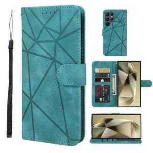 For Samsung Galaxy S24 Ultra 5G Skin Feel Geometric Lines Leather Phone Case(Green)