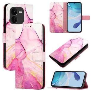 For vivo iQOO Z9x PT003 Marble Pattern Flip Leather Phone Case(Pink Purple Gold)