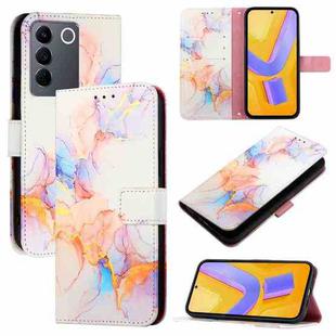 For vivo V27 / V27 Pro 5G Global PT003 Marble Pattern Flip Leather Phone Case(Marble White)