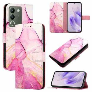 For vivo V30 Lite 5G Global PT003 Marble Pattern Flip Leather Phone Case(Pink Purple Gold)