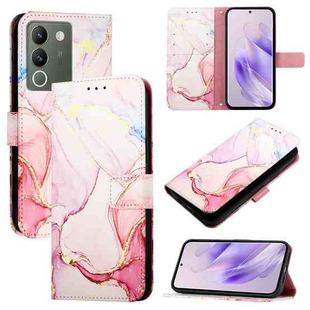 For vivo V30 Lite 5G Global PT003 Marble Pattern Flip Leather Phone Case(Rose Gold)