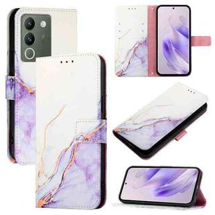 For vivo V30 Lite 5G Global PT003 Marble Pattern Flip Leather Phone Case(White Purple)